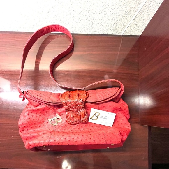 Bolingo By Susan Todd Red Designer Exotic Crocodile and Ostrich Hobo Handbag VTG - Picture 7 of 14